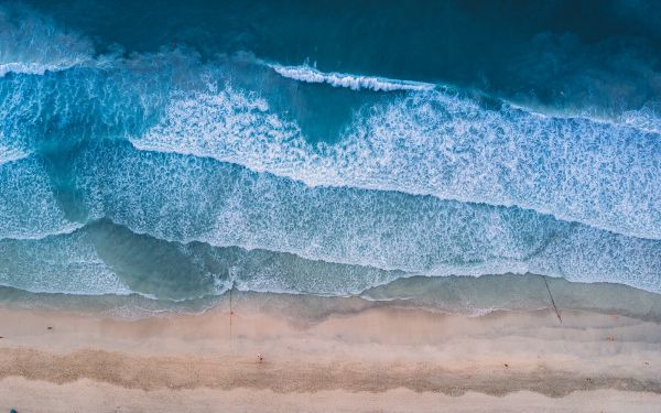 top view, beach, sea Wallpaper 2560x1600