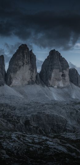 Three peaks of Lavaredo, mountain range, landscape Wallpaper 1080x2220