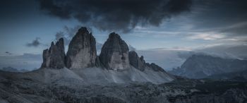 Three peaks of Lavaredo, mountain range, landscape Wallpaper 3440x1440