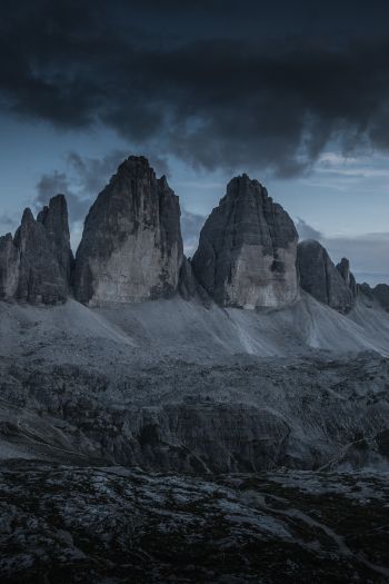 Three peaks of Lavaredo, mountain range, landscape Wallpaper 640x960