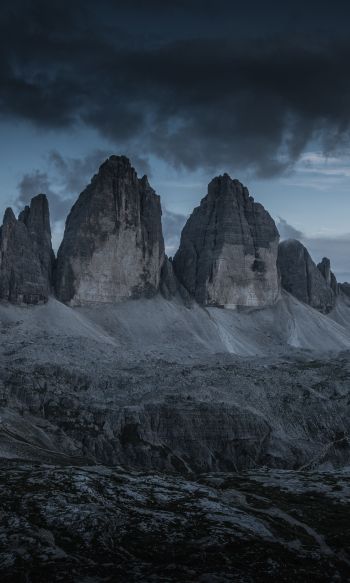 Three peaks of Lavaredo, mountain range, landscape Wallpaper 1200x2000