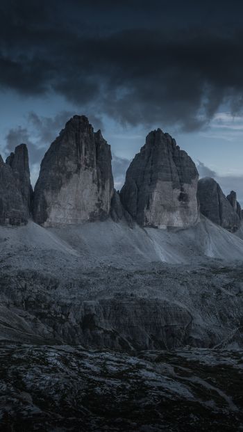 Three peaks of Lavaredo, mountain range, landscape Wallpaper 640x1136