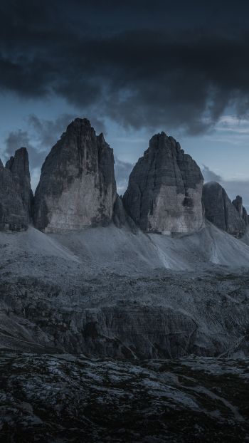 Three peaks of Lavaredo, mountain range, landscape Wallpaper 750x1334