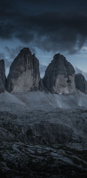 Three peaks of Lavaredo, mountain range, landscape Wallpaper 1080x2220