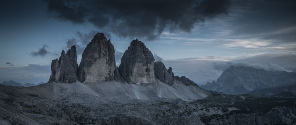 Three peaks of Lavaredo, mountain range, landscape Wallpaper 2560x1080