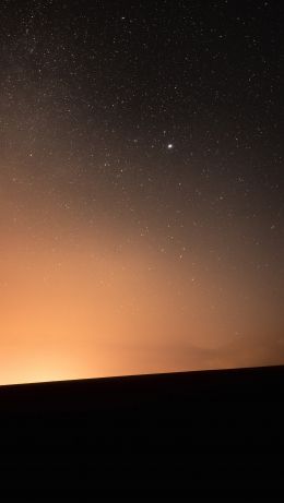 Обои 640x1136 звездное небо, горизонт, ночь