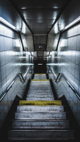 Обои 750x1334 метро, лестница, серый