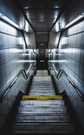 Обои 1200x1920 метро, лестница, серый