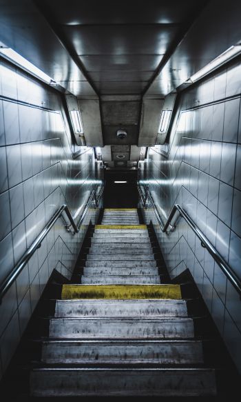 Обои 1200x2000 метро, лестница, серый