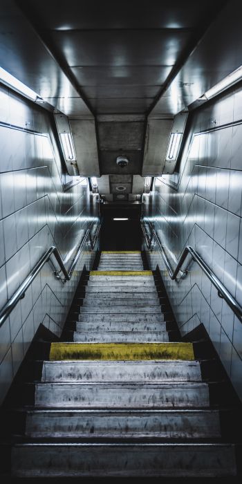 Обои 720x1440 метро, лестница, серый