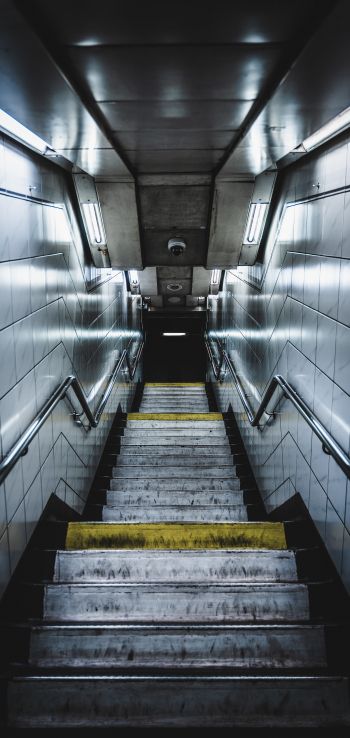 Обои 720x1520 метро, лестница, серый