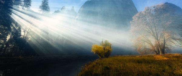 sunlight, landscape Wallpaper 3440x1440