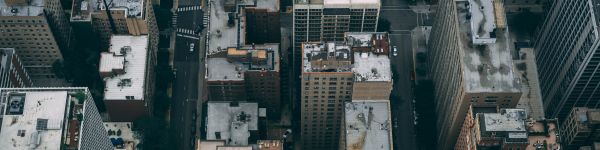 Chicago, USA, bird's eye view Wallpaper 1590x400