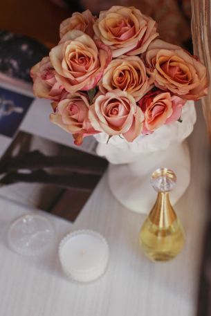 pink roses, flower bouquet, aesthetics Wallpaper 3984x5972