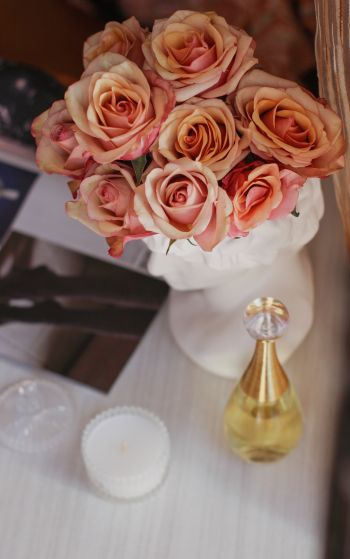 Обои 1752x2800 розовые розы, букет цветов, эстетика