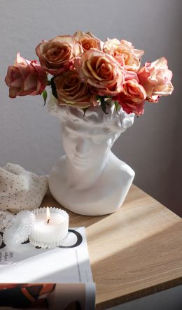 Обои 600x1024 Давид, розовые розы, эстетика