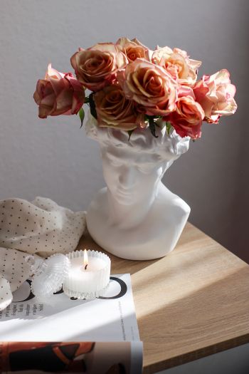 Обои 640x960 Давид, розовые розы, эстетика