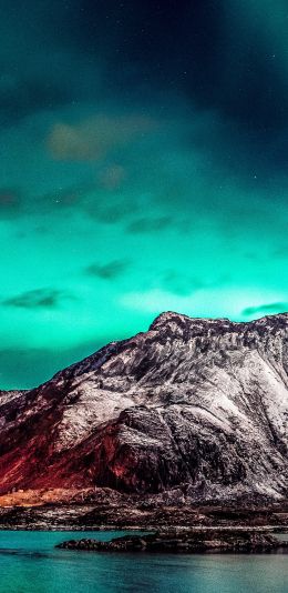 northern lights, mountain, landscape Wallpaper 1080x2220