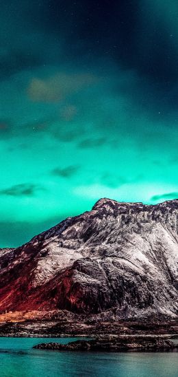 northern lights, mountain, landscape Wallpaper 1080x2280