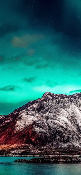 northern lights, mountain, landscape Wallpaper 1242x2688