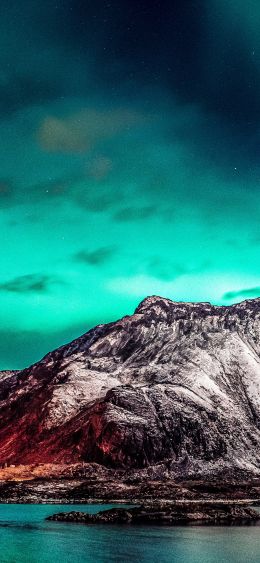 northern lights, mountain, landscape Wallpaper 1080x2340