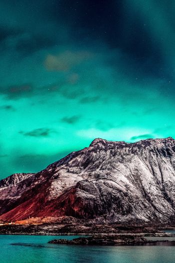northern lights, mountain, landscape Wallpaper 640x960
