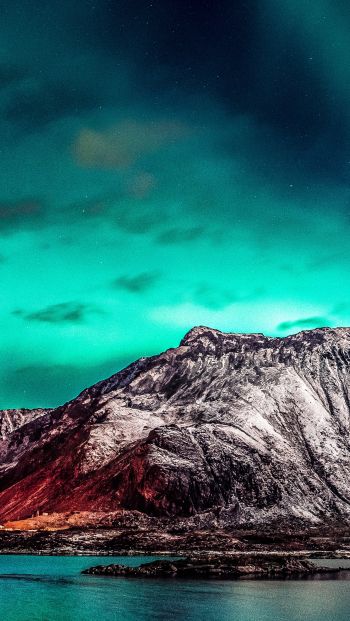 northern lights, mountain, landscape Wallpaper 640x1136