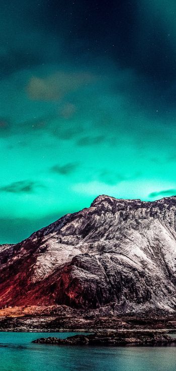 northern lights, mountain, landscape Wallpaper 1080x2280