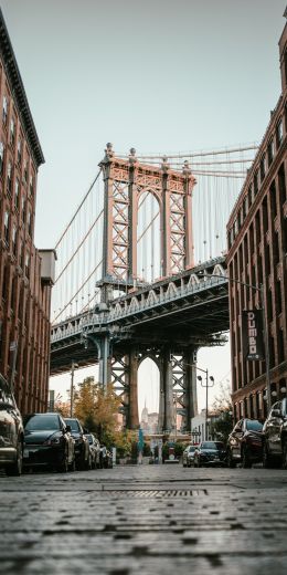Brooklyn Bridge, New York, street Wallpaper 720x1440