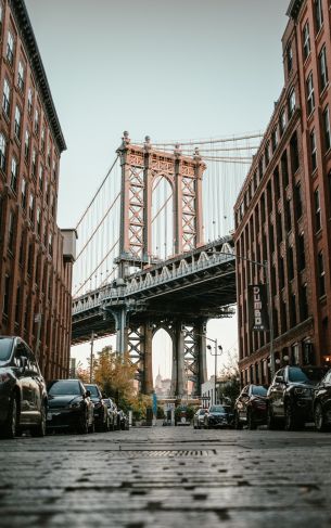 Brooklyn Bridge, New York, street Wallpaper 1752x2800