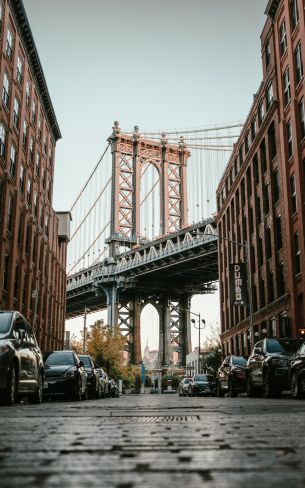 Brooklyn Bridge, New York, street Wallpaper 800x1280