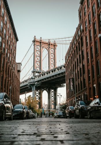 Brooklyn Bridge, New York, street Wallpaper 1640x2360