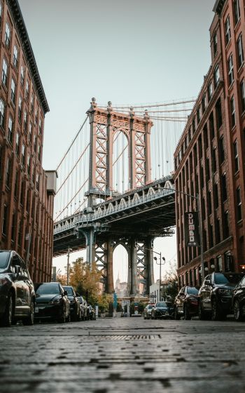 Brooklyn Bridge, New York, street Wallpaper 1600x2560