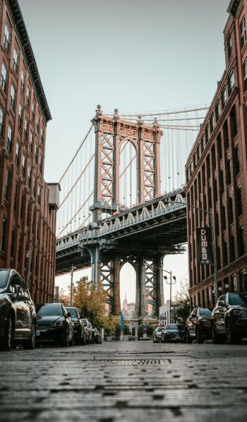 Обои 600x1024 Бруклинский мост, Нью-Йорк, улица