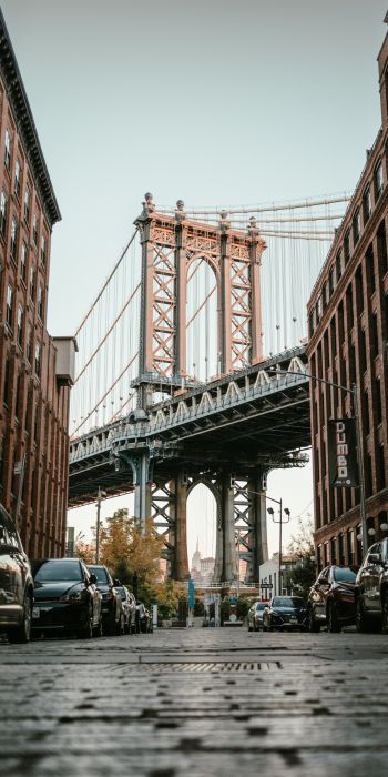 Brooklyn Bridge, New York, street Wallpaper 720x1440