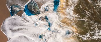 sea foam, sea, shore Wallpaper 2560x1080