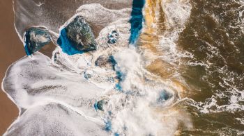 sea foam, sea, shore Wallpaper 1600x900