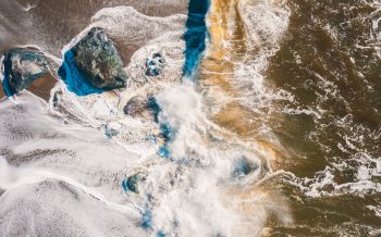 sea foam, sea, shore Wallpaper 2560x1600