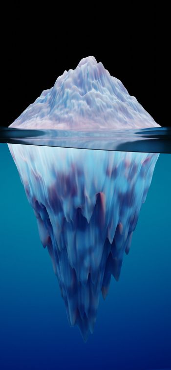 iceberg, 3D, blue Wallpaper 1284x2778