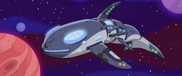 drawing, shark, planets Wallpaper 2560x1080