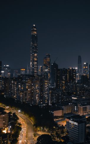 Shenzhen, China, night city Wallpaper 1200x1920