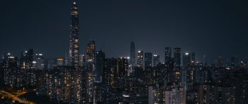 Shenzhen, China, night city Wallpaper 2560x1080