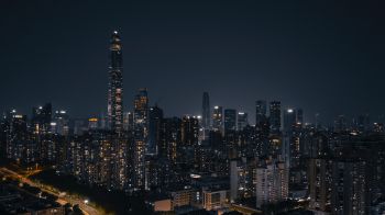 Shenzhen, China, night city Wallpaper 1366x768