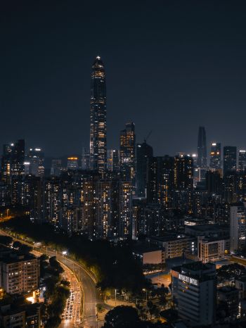 Shenzhen, China, night city Wallpaper 1668x2224