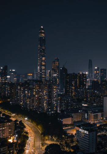 Shenzhen, China, night city Wallpaper 1668x2388