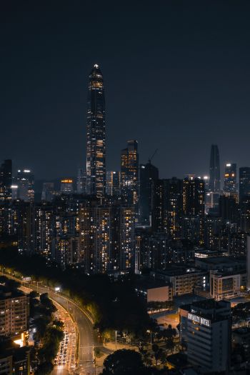 Shenzhen, China, night city Wallpaper 640x960