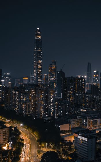 Shenzhen, China, night city Wallpaper 800x1280