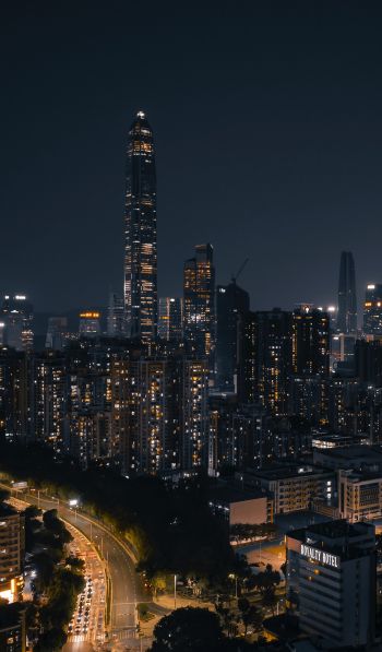 Shenzhen, China, night city Wallpaper 600x1024