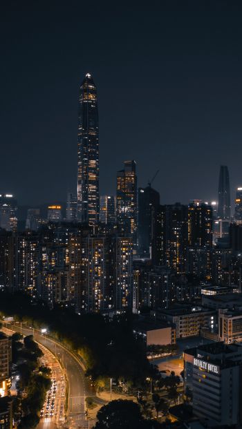 Shenzhen, China, night city Wallpaper 640x1136