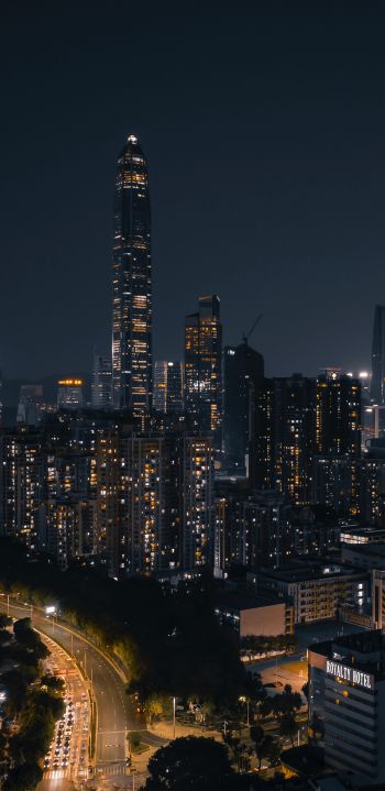 Shenzhen, China, night city Wallpaper 1080x2220